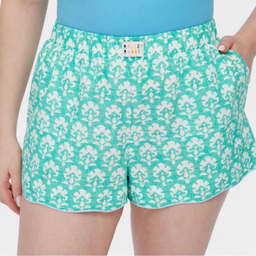 Roller Rabbit Women's Teal and White Floral Shorts